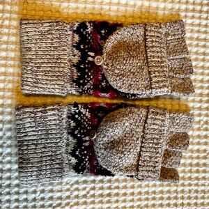 J. Jill Patterned knit fingerless gloves into mittens with Button Detail